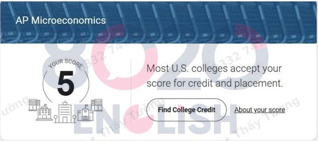 AP Microeconomics score report showing a 5